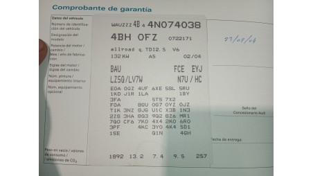 audi allroad c5 (4bh) 2000-2005 del año 2000