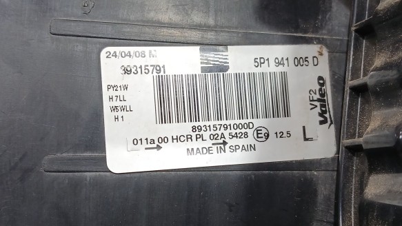 Recambio de faro izquierdo para seat altea (5p1) 2004- 1.9 tdi referencia OEM IAM 5P1941005E 5P1941005D 