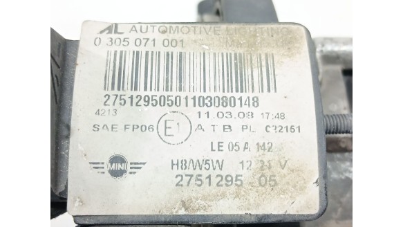 Recambio de faro antiniebla izquierdo para mini mini clubman (r55) 2006-2015 cooper referencia OEM IAM 63172751295 63172751295 