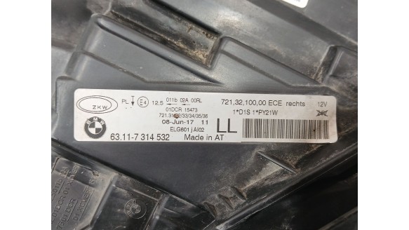 Recambio de faro derecho para bmw 3 (f30, f80) 2011-2018 318 d referencia OEM IAM 63117314532 63117314532 