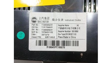Recambio de cuadro instrumentos para mg mg zs suv (azs1) 2017- 1.5 vti referencia OEM IAM 11460904 11460904 