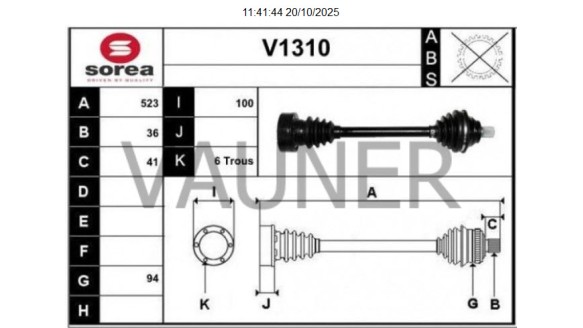 Recambio de transmision delantera izquierda para seat leon (5f1) 2012-2021 1.5 tsi referencia OEM IAM 5Q0407271DD  1310