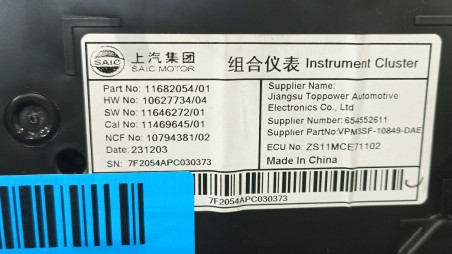 Recambio de cuadro instrumentos para mg zs suv (azs1) 2017- 1.0 t-gdi referencia OEM IAM 11682054 11682054 