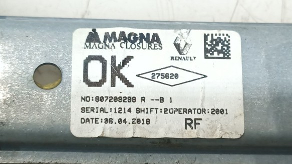 Recambio de elevalunas delantero derecho para dacia logan ii 2012- 1.5 dci referencia OEM IAM 807209299R 807209299R 
