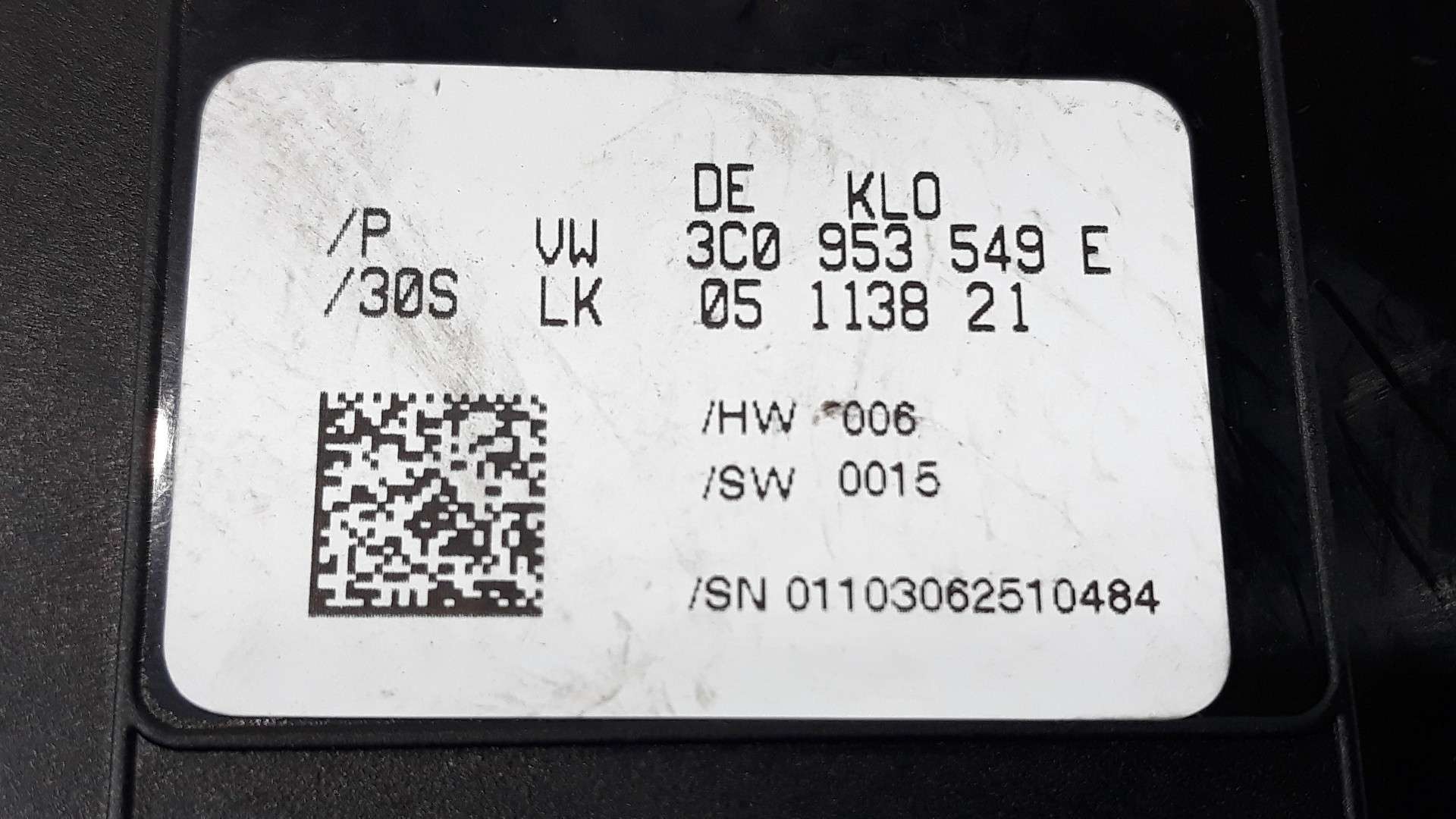 MODULO ELECTRONICO VOLKSWAGEN PASSAT BERLINA (3C2) 2005-2010 (3C0953549E 1612499)