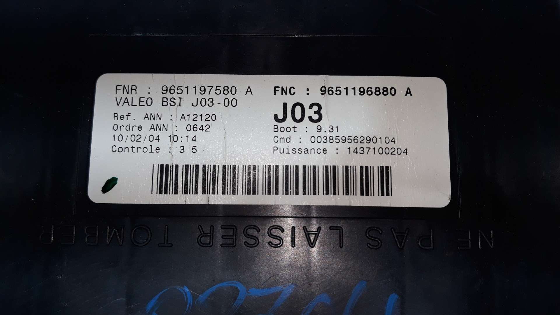 CAJA RELES / FUSIBLES PEUGEOT 307 BREAK / SW (S1) 2002-2005 (9651196880 1561823)