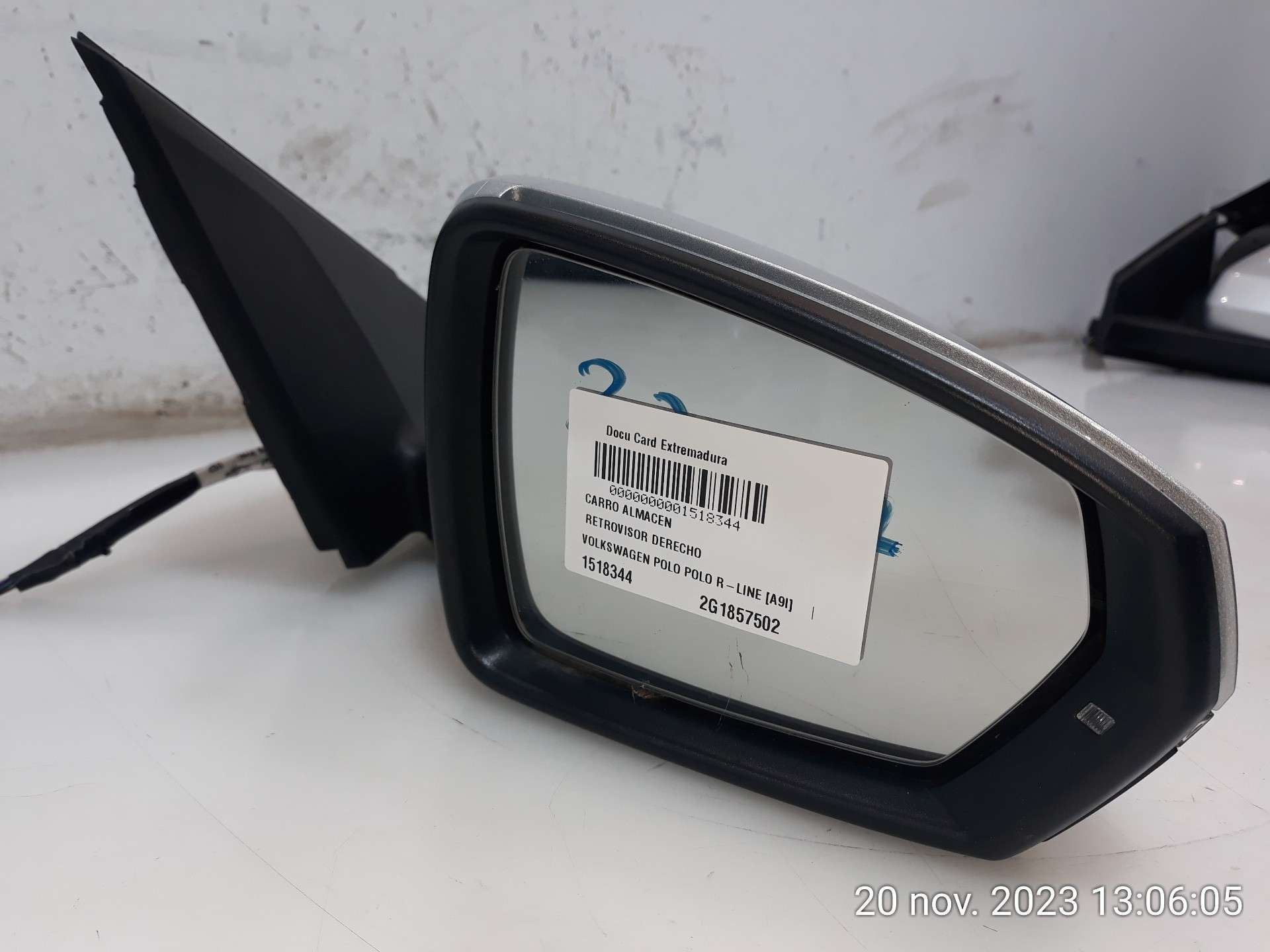 RETROVISOR DERECHO VOLKSWAGEN POLO 2017- (2G1857502 1518344)