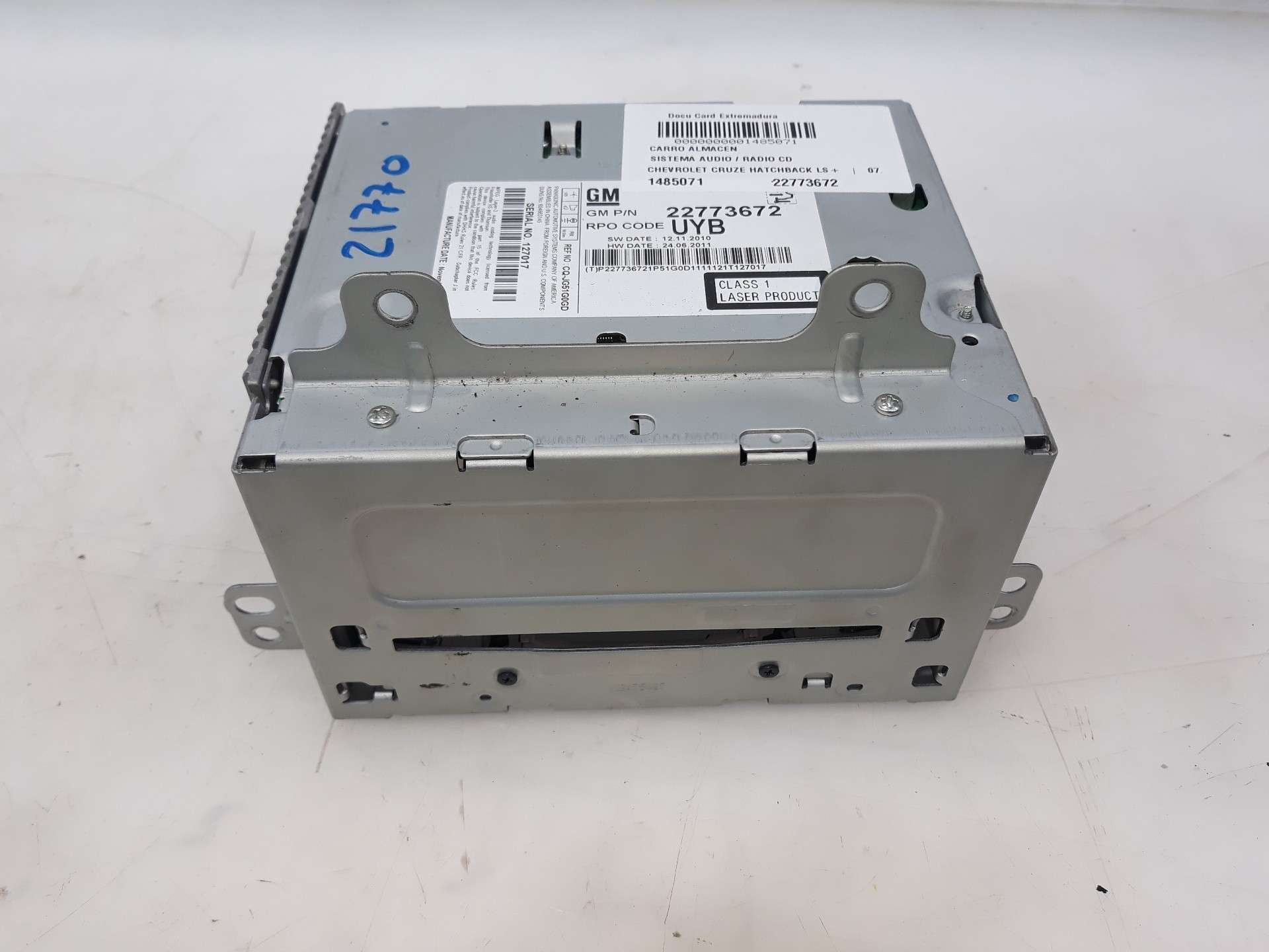 SISTEMA AUDIO / RADIO CD CHEVROLET CRUZE HATCHBACK 2011-2014 (22773672 1485071)